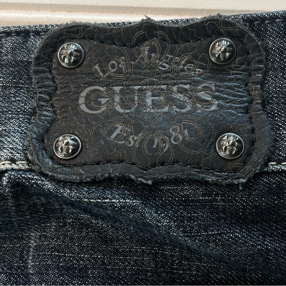 Guess Daredevil Wms Skinny Leg Jean Studded Pkts Front Back Unique Applique Sz28 - Picture 9 of 14